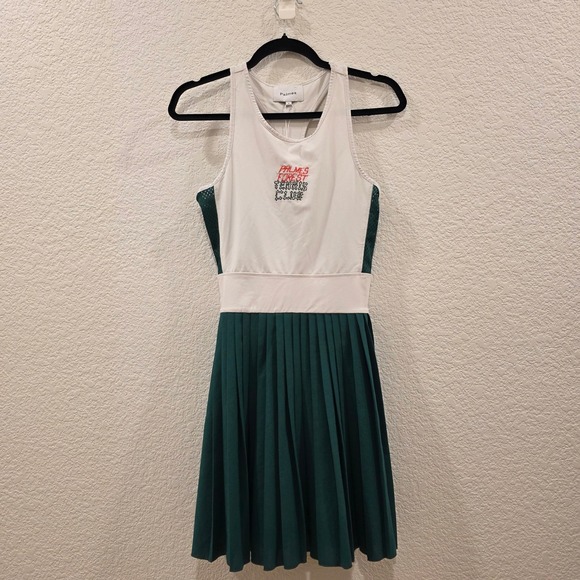 Palmes Dresses & Skirts - Palmes Forest PTFO Tennis Dress Small White Green Pleated Racerback Preppy NWT